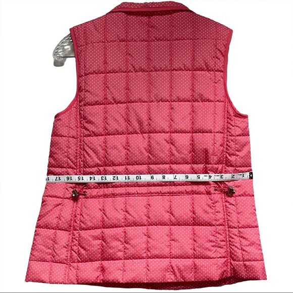 Croft & Barrow Lightweight Polka Dot Coral White Zip Quilted Vest Size S - Picture 11 of 12